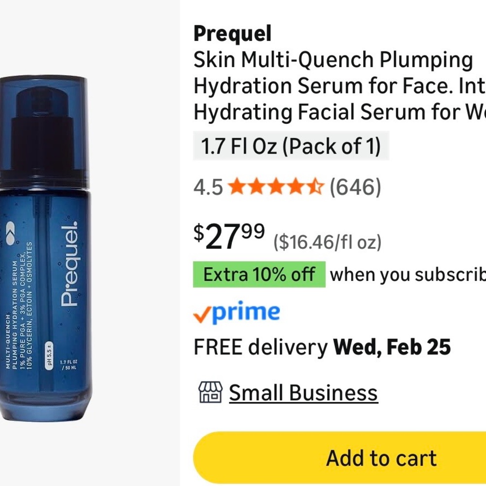 Prequel Skin Multi Quench Plumping Hydration Serum New in Box